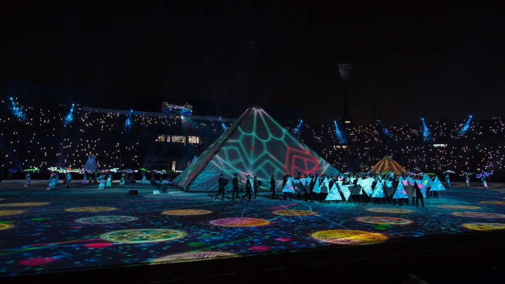 CAIRO, EGYPT - JUNE 21: Opening ceremony at Cairo International Stadium at 2019 Africa Cup of Nations Group A match between Egypt and Zimbabwe at Cairo International Stadium on June 21, 2019 in Cairo, Egypt. (Photo by Sebastian Frej/MB Media/Getty Images)