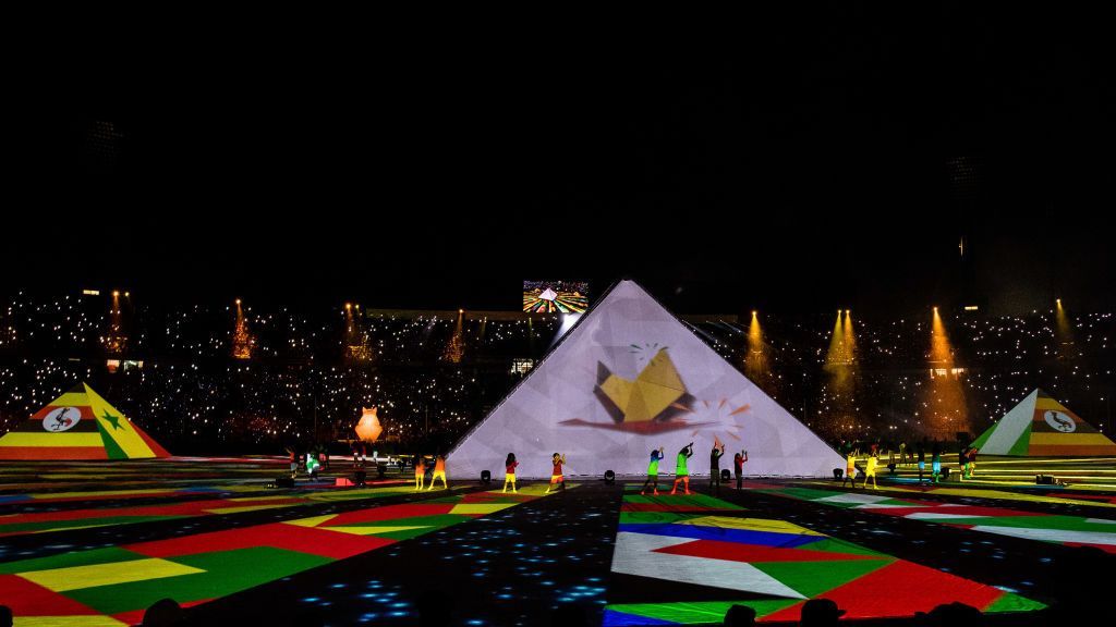 CAIRO, EGYPT - JUNE 21: Opening ceremony at Cairo International Stadium at 2019 Africa Cup of Nations Group A match between Egypt and Zimbabwe at Cairo International Stadium on June 21, 2019 in Cairo, Egypt. (Photo by Sebastian Frej/MB Media/Getty Images)