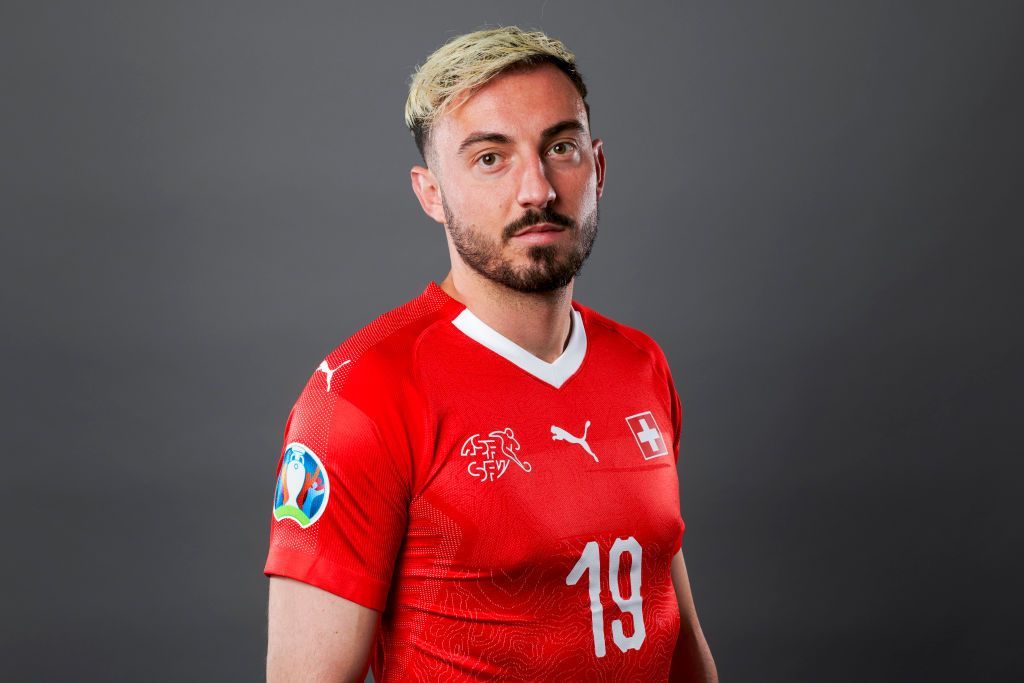 ZURICH, SWITZERLAND - JUNE 02: Josip Drmic of Switzerland poses for a portrait during the UEFA Nations League Finals Portrait Shoot on June 02, 2019 in Zurich, Switzerland. (Photo by Valeriano Di Domenico - UEFA/UEFA via Getty Images)