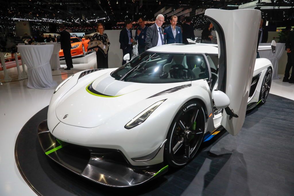 GENEVA, SWITZERLAND - MARCH 5, 2019: A Koenigsegg Jesko megacar on display during a press day ahead of the opening of the 89th Geneva International Motor Show. Sergei Fadeichev/TASS (Photo by Sergei FadeichevTASS via Getty Images)