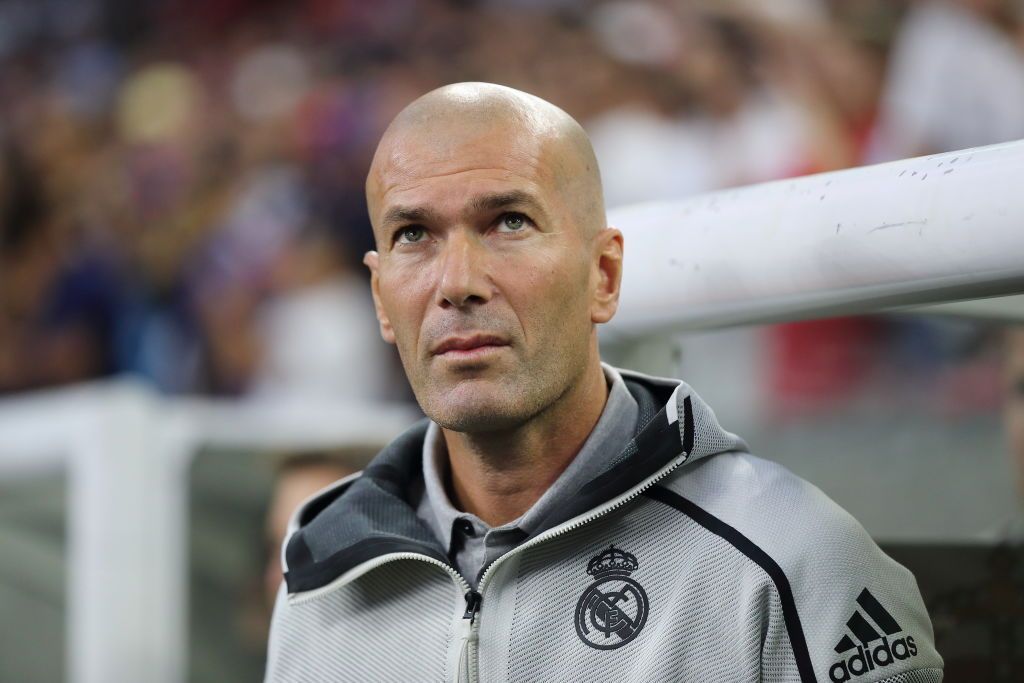 HOUSTON, TX - JULY 20: Zinedine Zidane the head coach / manager of Real Madrid during the 2019 International Champions Cup match between FC Bayern Munich and Real Madrid at NRG Stadium on July 20, 2019 in Houston, Texas. (Photo by Matthew Ashton - AMA/Getty Images)