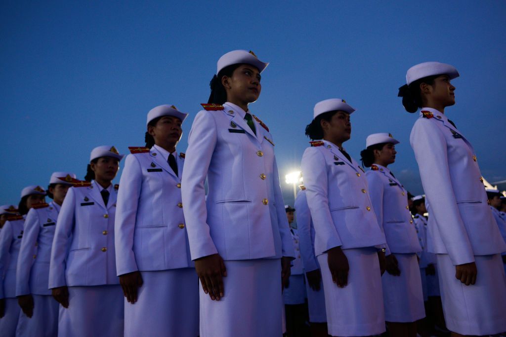 Thai officials line up during the celebrations for Thai King Maha Vajiralongkorns 67th birthday at Sanam Luang in Bangkok, Thailand, 28 July 2019. (Photo by Anusak Laowilas/NurPhoto via Getty Images)