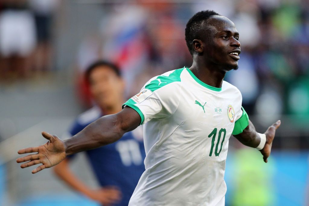 YEKATERINBURG, RUSSIA - JUNE 24: Sadio Mane of Senegal celebrates after scoring his team's first goal during the 2018 FIFA World Cup Russia group H match between Japan and Senegal at Ekaterinburg Arena on June 24, 2018 in Yekaterinburg, Russia. (Photo by Ryan Pierse/Getty Images )