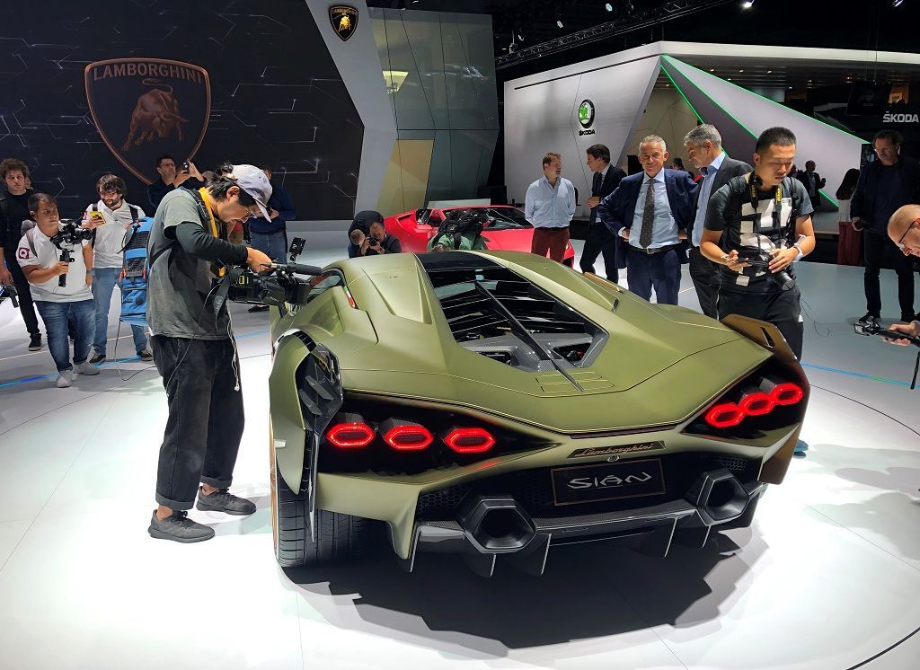 A limited edition Lamborghini Sian hybrid car is presented on the eve of the International Frankfurt Motor Show IAA in Frankfurt, Germany, September 9, 2019. Picture taken September 9, 2019. REUTERS/Joe White