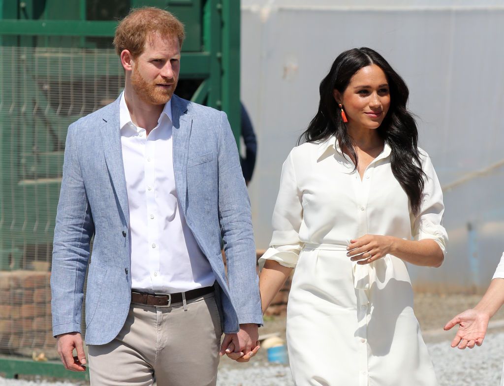 JOHANNESBURG, SOUTH AFRICA - OCTOBER 02: Prince Harry, Duke of Sussex and Meghan, Duchess of Sussex visit a township to learn about Youth Employment Services on October 02, 2019 in Johannesburg, South Africa. (Photo by Chris Jackson/Getty Images)