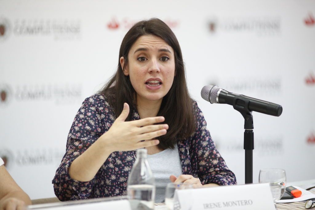 EL ESCORIAL, SPAIN - JULY 09: The spokeswoman of Unidas Podemos in the Parliament, Irene Montero, speaks about ‘Republicanism and Feminism’ during the course ‘Bases for a new Republicanism’ within the Summer Courses of El Escorial on July 09, 2019 in El Escorial, Spain. (Photo by Eduardo Parra/Europa Press via Getty Images) (Photo by Europa Press News/Europa Press via Getty Images )