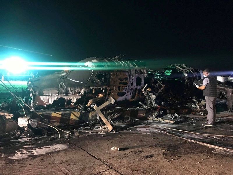 Debris of the crashed plane are seen at Pasay City, Metro Manila, Philippines, March 29, 2020. Manila International Airport Authority Media Affairs Division/Handout via REUTERS. NO RESALES. NO ARCHIVES. MANDATORY CREDIT. THIS IMAGE HAS BEEN SUPPLIED BY A THIRD PARTY.