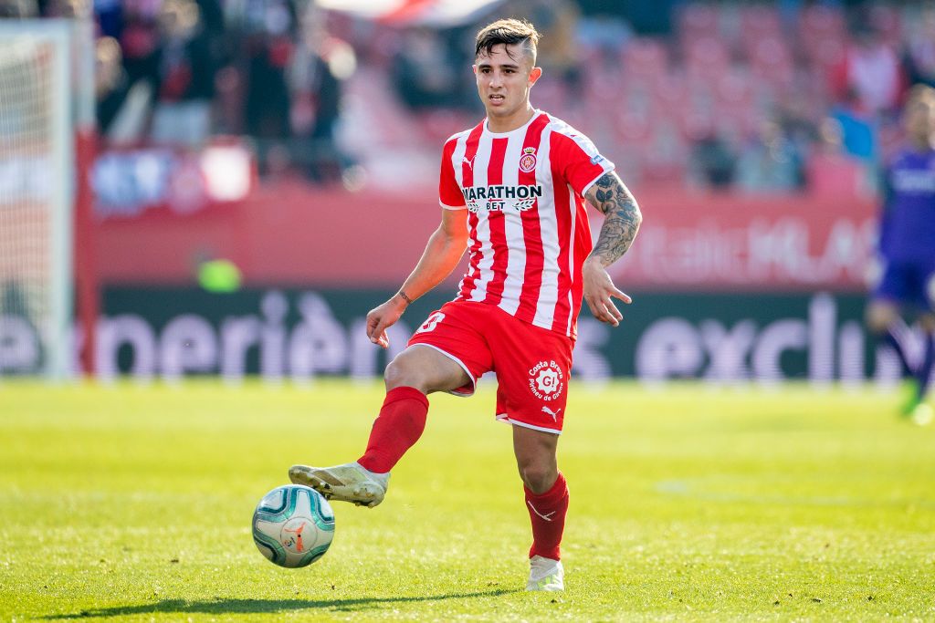 GIRONA, SPAIN -December 8:   Pablo Maffeo #20 of Girona during the Girona V Lugo, La Liga second division regular season match at Municipal de Montilivi on December 8th 2019 in Girona, Spain. (Photo by Tim Clayton/Corbis via Getty Images)
