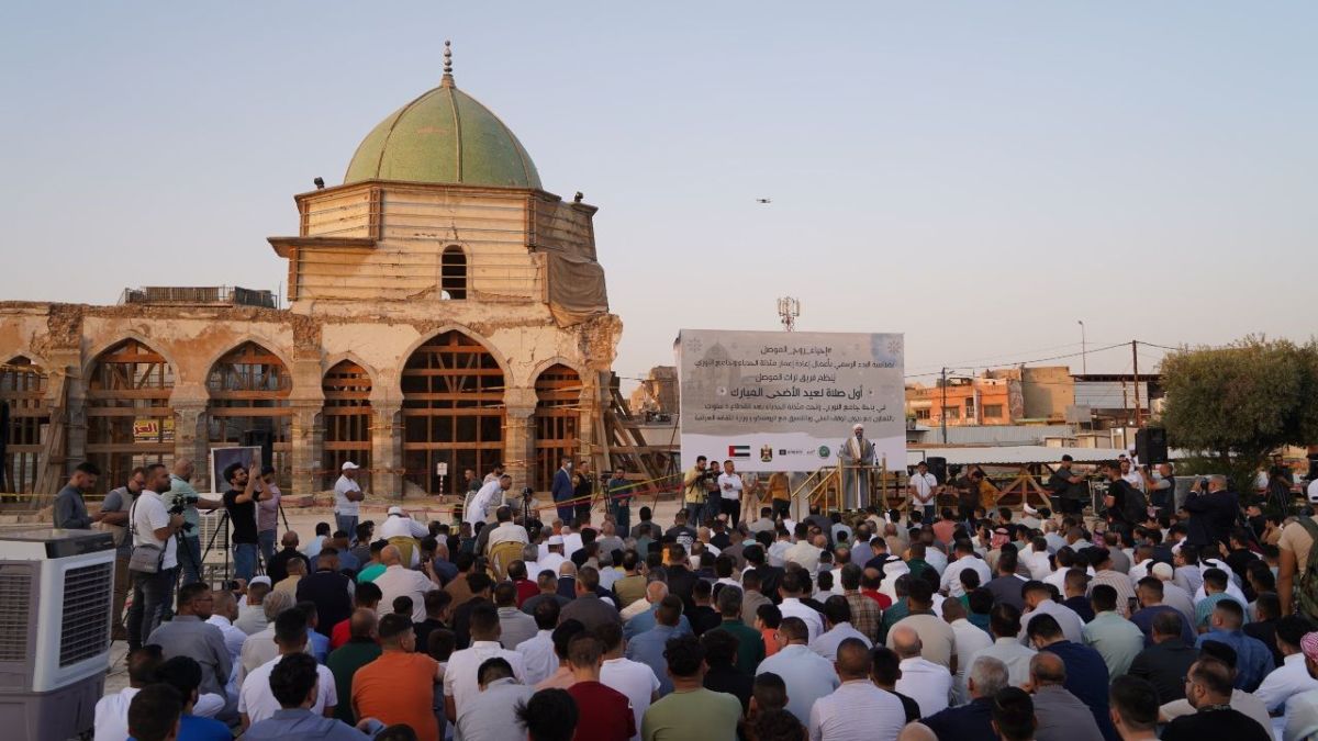 بعد انتهاء حقبة داعش.. أول صلاة عيد في جامع النوري بمدينة الموصل العراقية