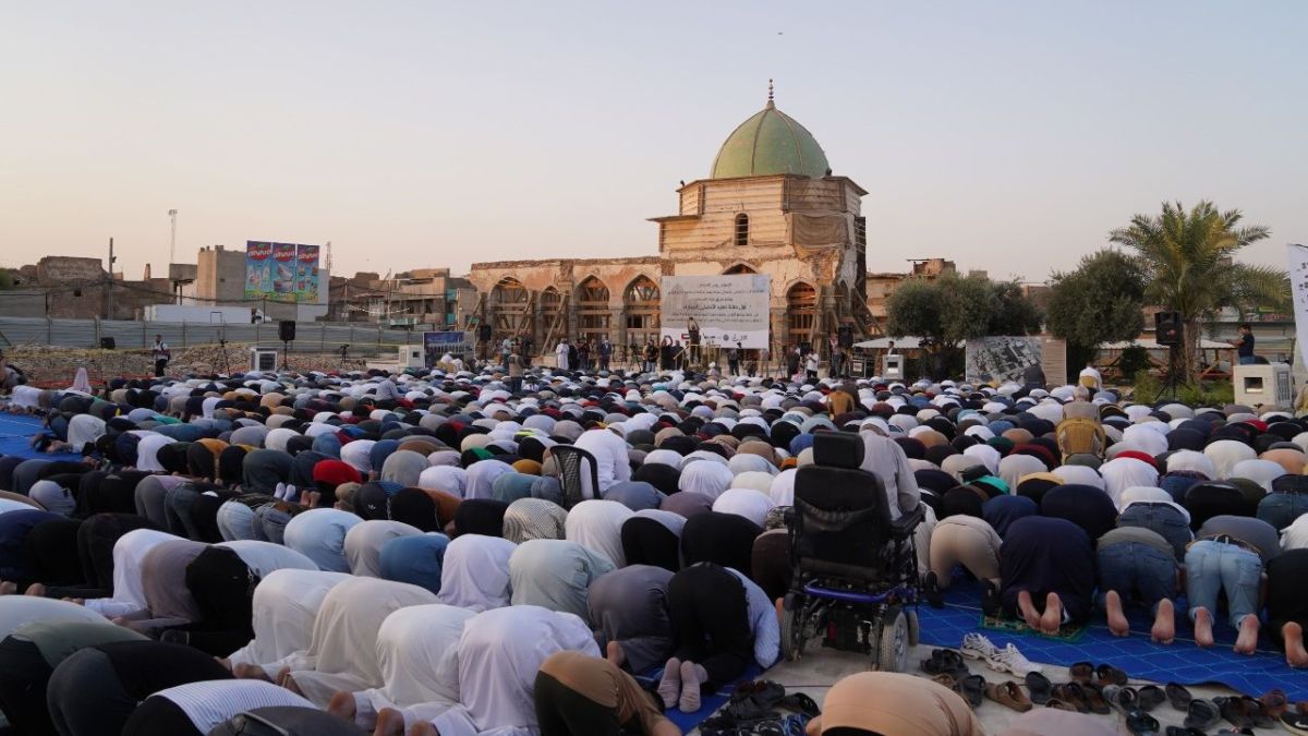 بعد انتهاء حقبة داعش.. أول صلاة عيد في جامع النوري بمدينة الموصل العراقية