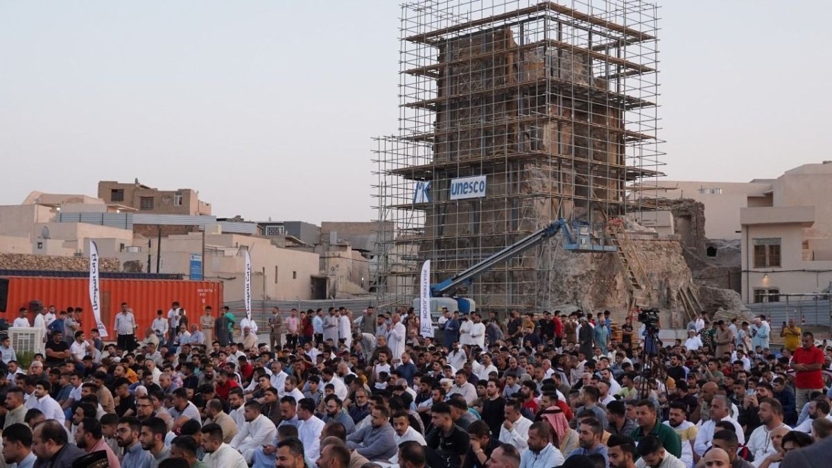 بعد انتهاء حقبة داعش.. أول صلاة عيد في جامع النوري بمدينة الموصل العراقية