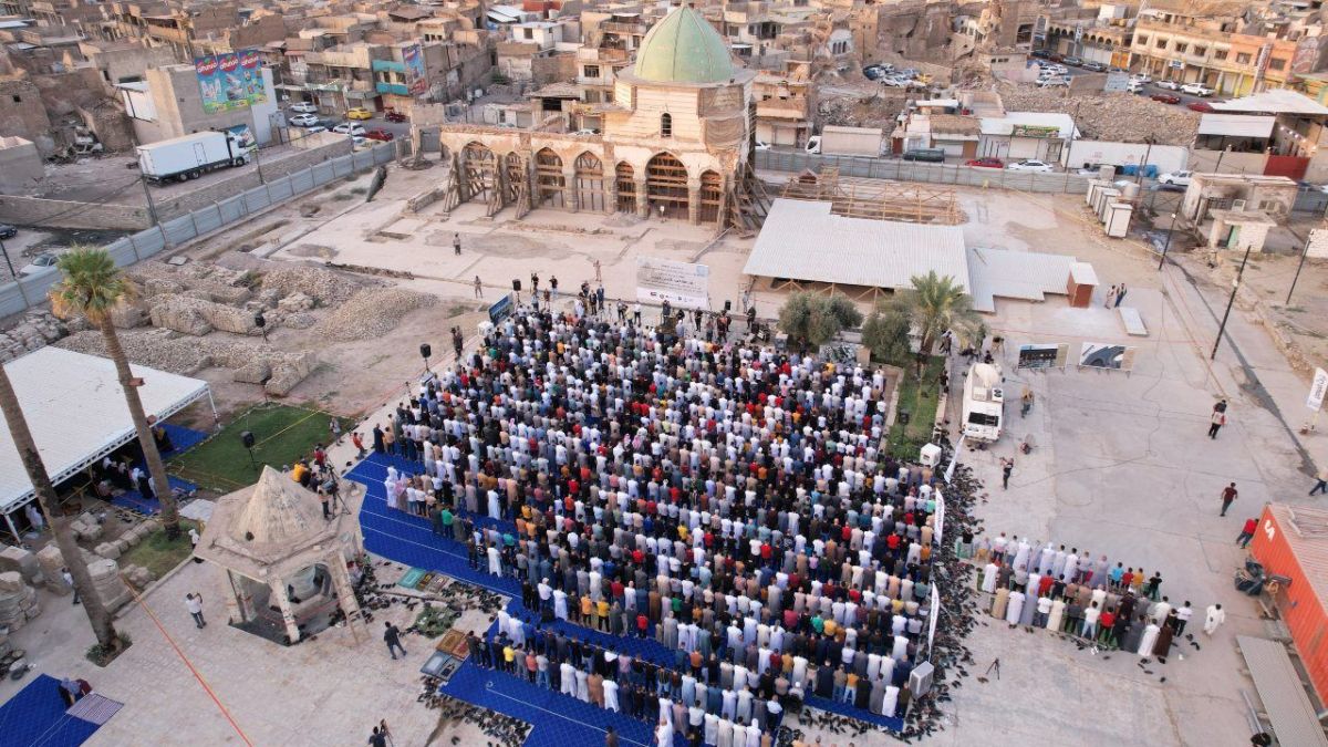 بعد انتهاء حقبة داعش.. أول صلاة عيد في جامع النوري بمدينة الموصل العراقية