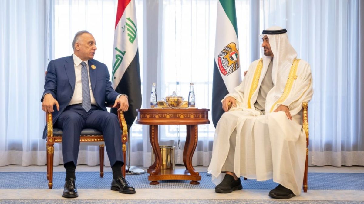 رئيس دولة الإمارات يستقبل رئيس الوزراء العراقي على هامش قمة جدة