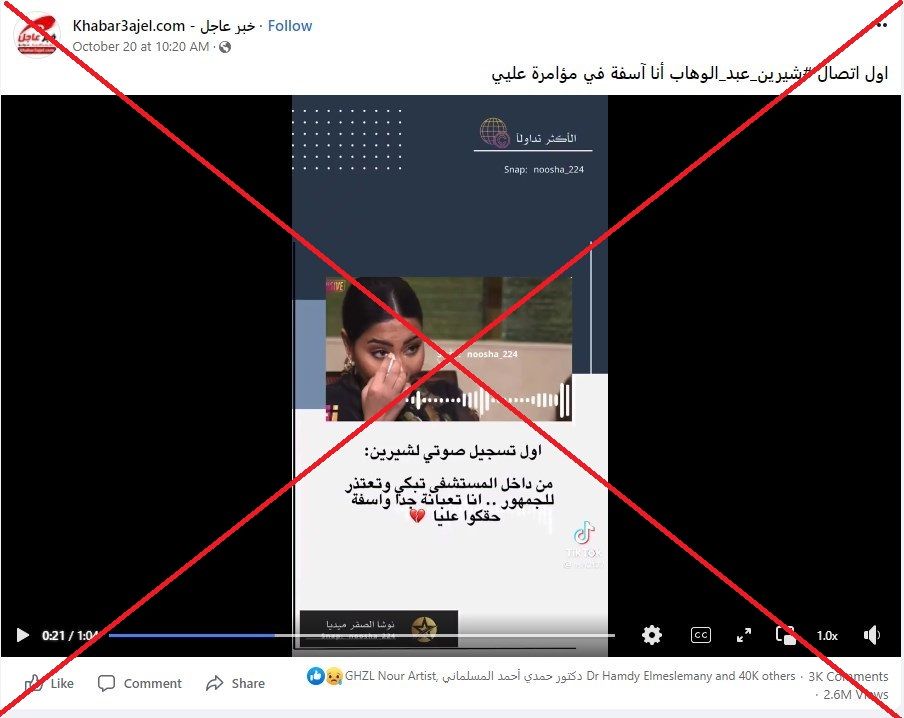 تسريب صوتي لشيرين عبد الوهاب يشعل السوشيال ميديا.. ما حقيقته؟