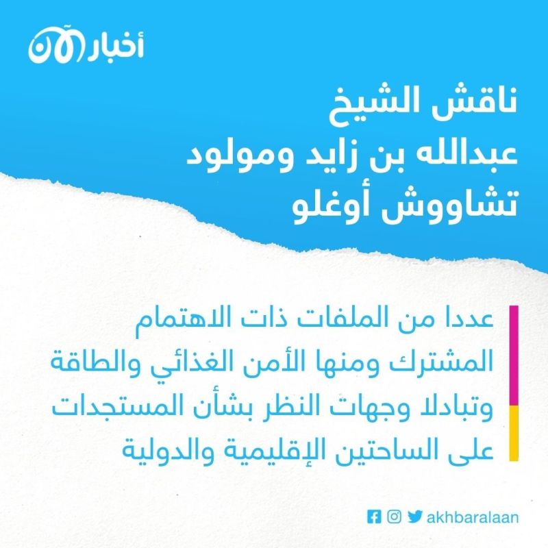 عبدالله بن زايد يستقبل وزير خارجية تركيا في أبوظبي