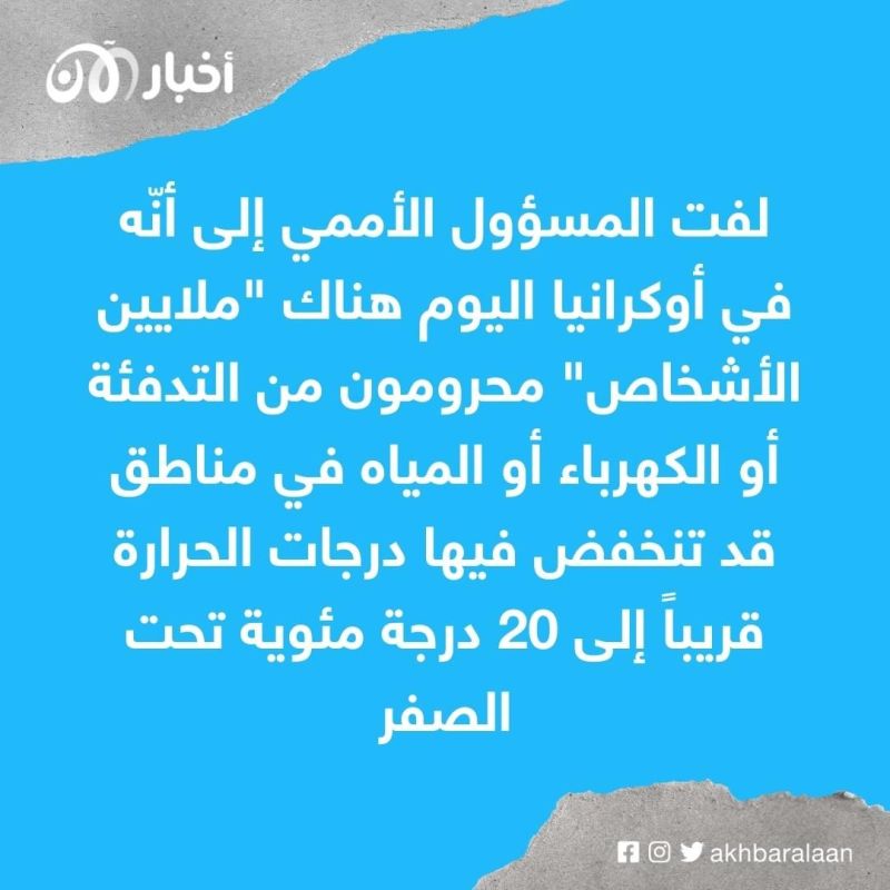 الأمم المتحدة قلقة من عمليات نزوح من أوكرانيا بسبب الافتقار للتدفئة