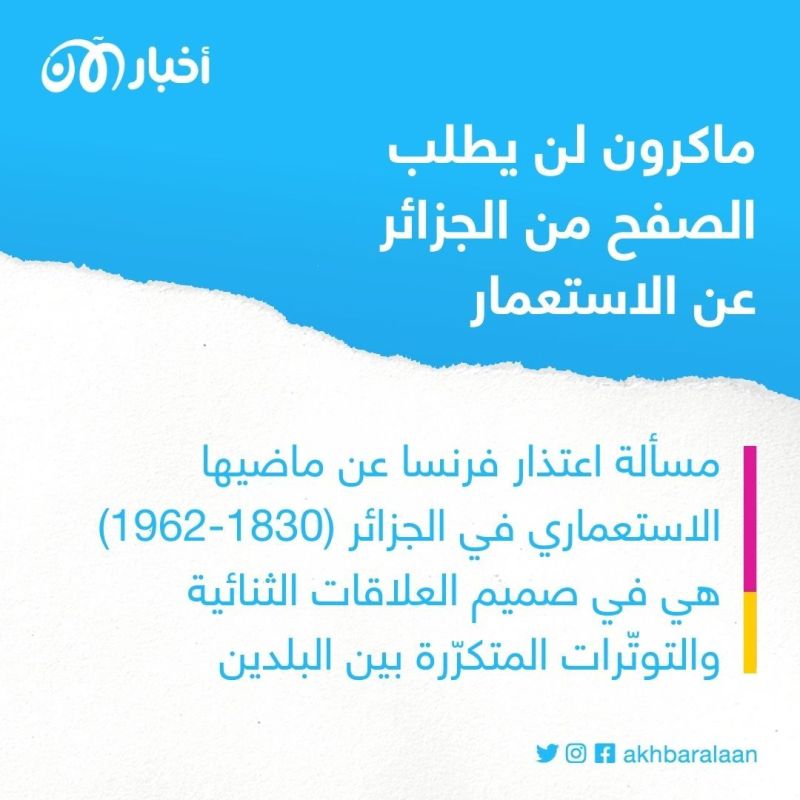 الاستعمار الفرنسي للجزائر.. ماكرون لن يطلب "الصفح" من تبون ويأمل في استقباله في باريس