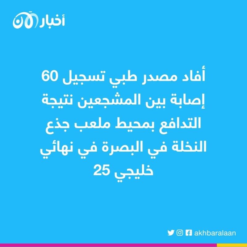 خليجي 25.. الإعلان عن حالة وفاة و60 إصابة بين المشجعين نتيجة التدافع بمحيط ملعب البصرة الدولي