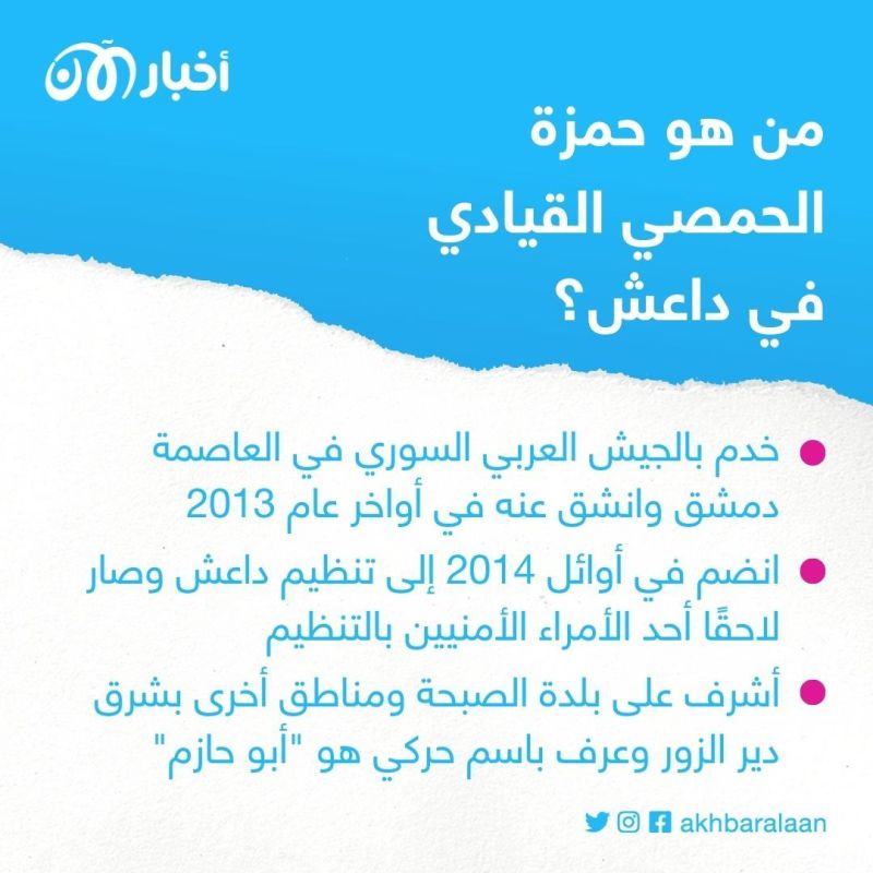 أمير الأمنيين في داعش.. مقتل حمزة الحمصي في عملية أمريكية بسوريا