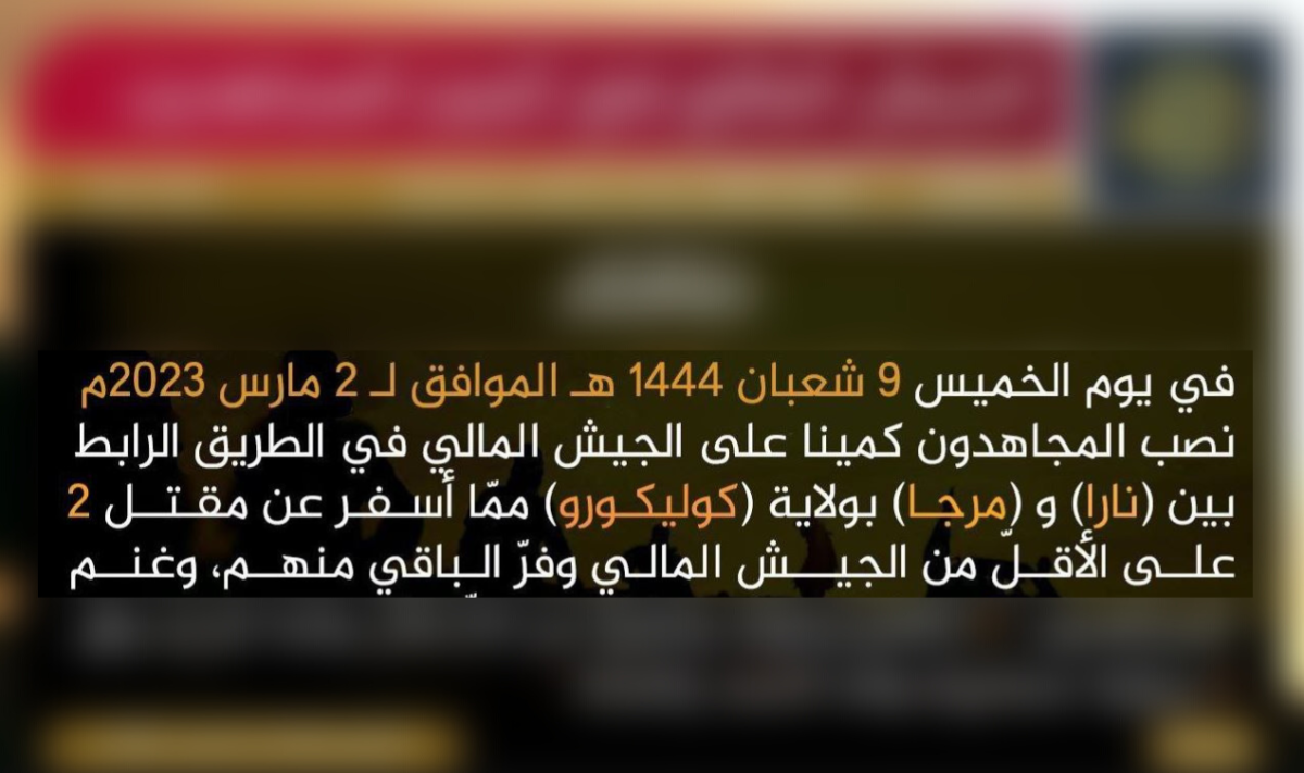 جماعة "نصرة الإسلام والمسلمين" تهاجم الجيش المالي