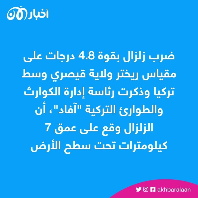 زلزال جديد يضرب تركيا