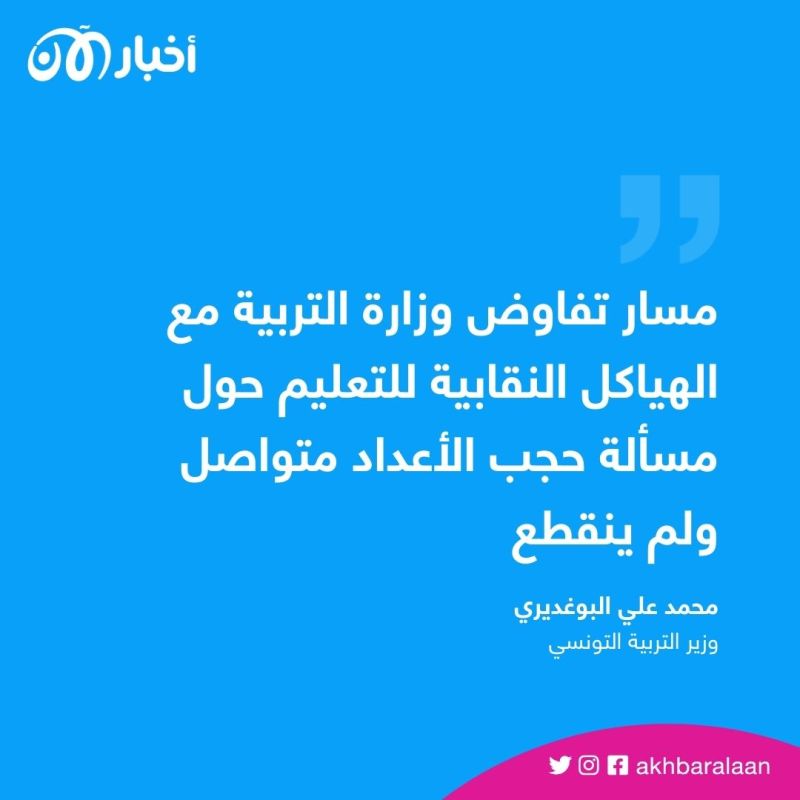 أزمة التعليم في تونس.. جلسة تفاوض بين نقابة التعليم ووزارة التربية للبحث عن حل 1 أزمة التعليم في تونس.. جلسة تفاوض بين نقابة التعليم ووزارة التربية للبحث عن حل