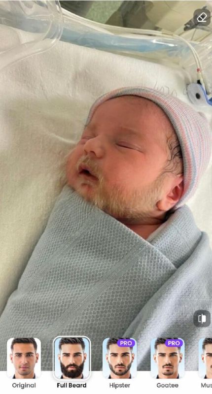 صورة طفل رضيع بلحية بيضاء تشعل مواقع التواصل.. ما قصتها؟ 3 صورة ملتقطة من الشاشة لتطبيق FaceApp