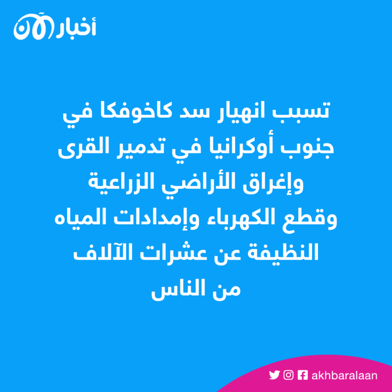 تسبب انهيار سد كاخوفكا في جنوب أوكرانيا في تدمير القرى وإغراق الأراضي الزراعية وقطع الكهرباء وإمدادات المياه النظيفة عن عشرات الآلاف من الناس