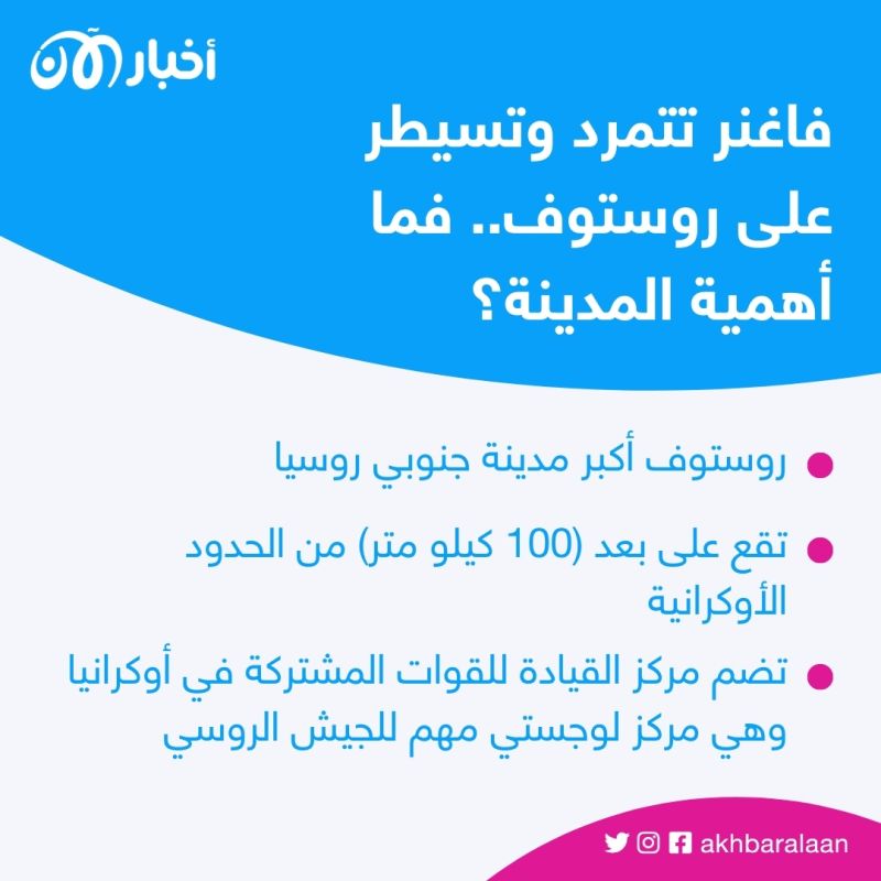 ما أهمية مدينة روستوف التي سيطر عليها مرتزقة فاغنر؟ 1 ما أهمية مدينة روستوف التي سيطر عليها مرتزقة فاغنر؟