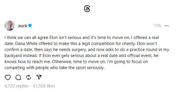 النزال المرتقب.. زوكربيرغ يتهم ماسك بأنه "غير جاد" والأخير يرد: "أنت جبان"