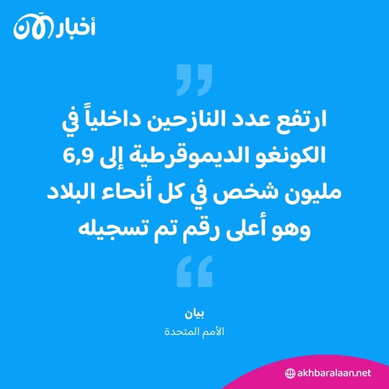 الأمم المتحدة توثق نزوح 6,9 مليون شخص داخلياً في الكونغو الديموقراطية جراء العنف