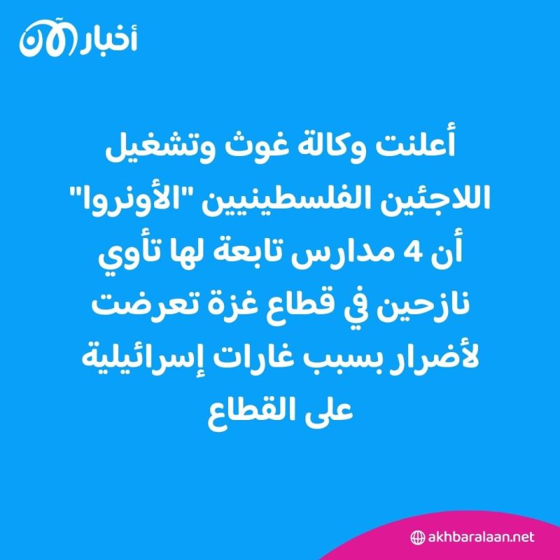 تضرر مدارس للأونروا تأوي نازحين من قصف إسرائيلي على قطاع غزة