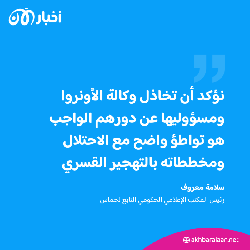 حماس تتهم الأونروا ب"التواطؤ" مع إسرائيل