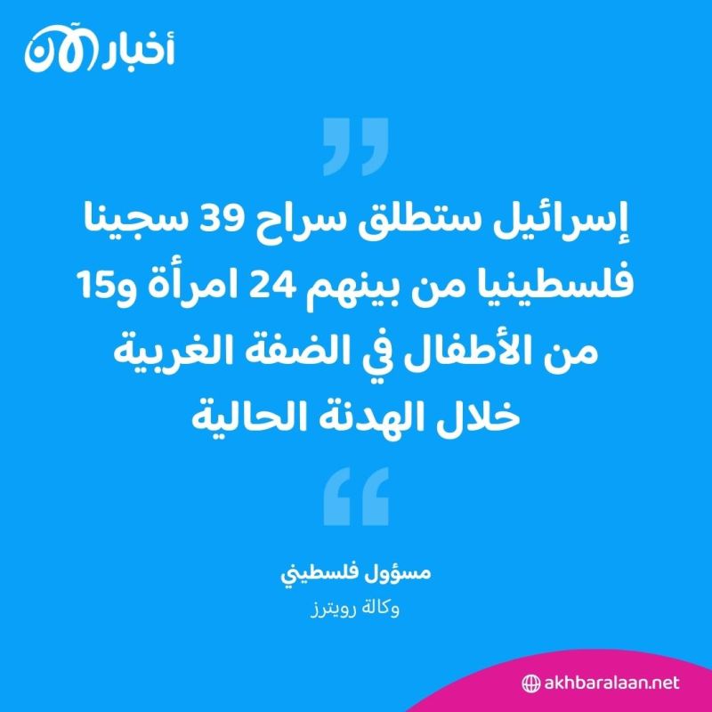 مسؤول فلسطيني: إسرائيل ستفرج عن سجناء خلال الهدنة