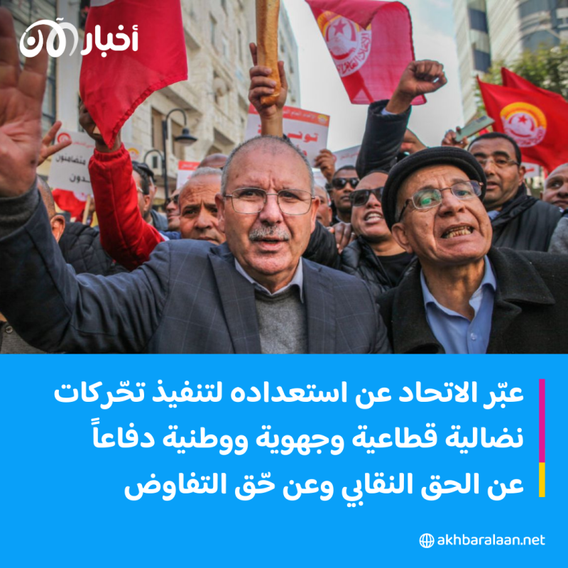 الاتحاد التونسي للشغل يطالب الحكومة بزيادة الرواتب ويهدد بالتصعيد