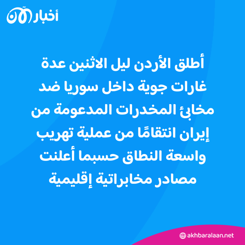 الأردن يقصف تجار مخدرات مرتبطين بإيران جنوبي سوريا