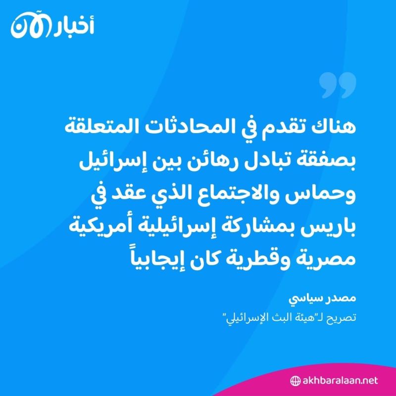 تقدّم في المحادثات المتعلقة بصفقة تبادل رهائن بين إٍسرائيل وحماس