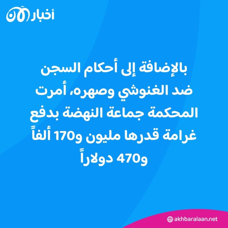 الحكم على زعيم حزب النهضة التونسي راشد الغنوشي بالسجن 3 سنوات