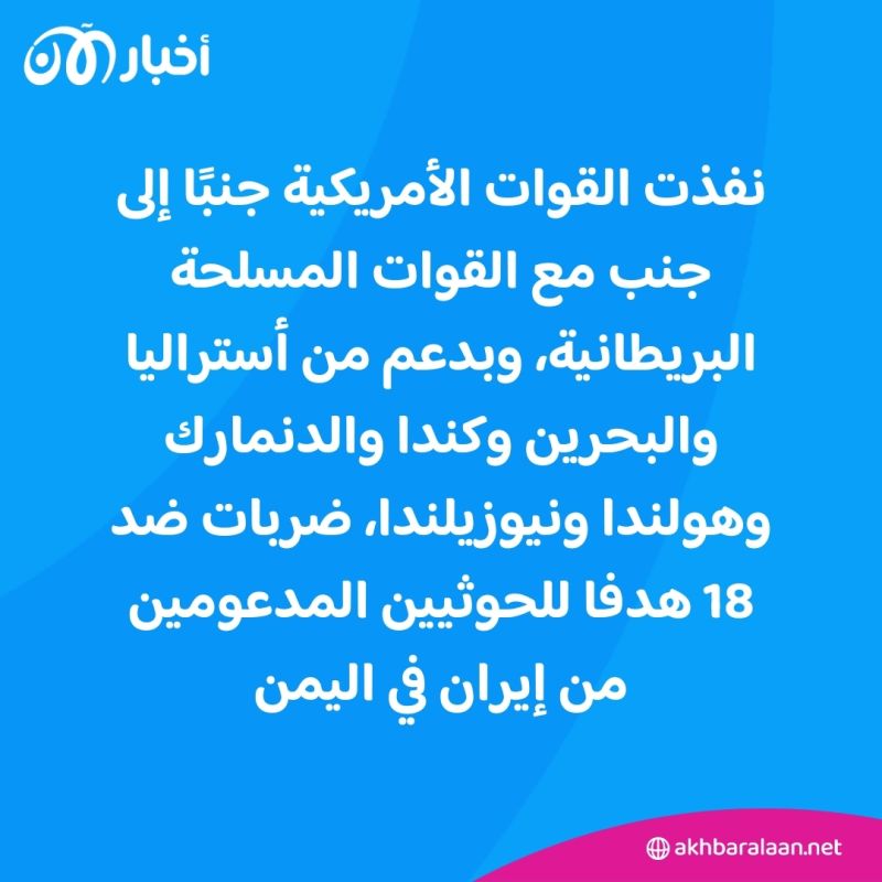 استهدفت 8 مواقع لجماعة الحوثيين.. القوات الأمريكية وحلفاؤها ينفذون ضربات مشتركة في اليمن 1 استهدفت 8 مواقع لجماعة الحوثيين.. القوات الأمريكية وحلفاؤها ينفذون ضربات مشتركة في اليمن