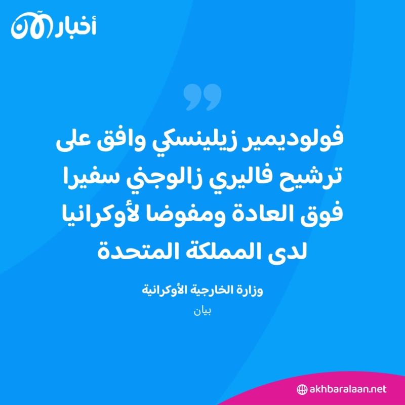 بعد 30 يوما من إقالته.. أوكرانيا تعيّن القائد السابق للجيش سفيرا لها لدى بريطانيا