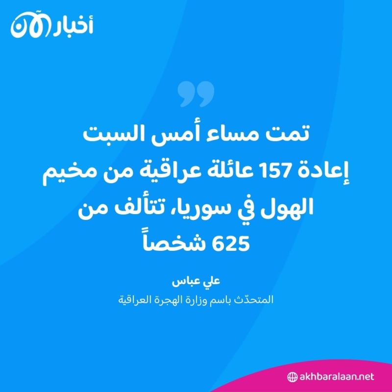 العراق يعيد 625 شخصاً من مخيم الهول في سوريا