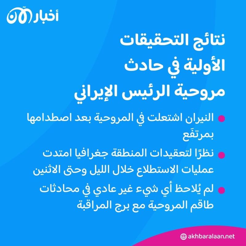 6 نتائج "أولية" تكشف ما حدث لطائرة الرئيس الإيراني