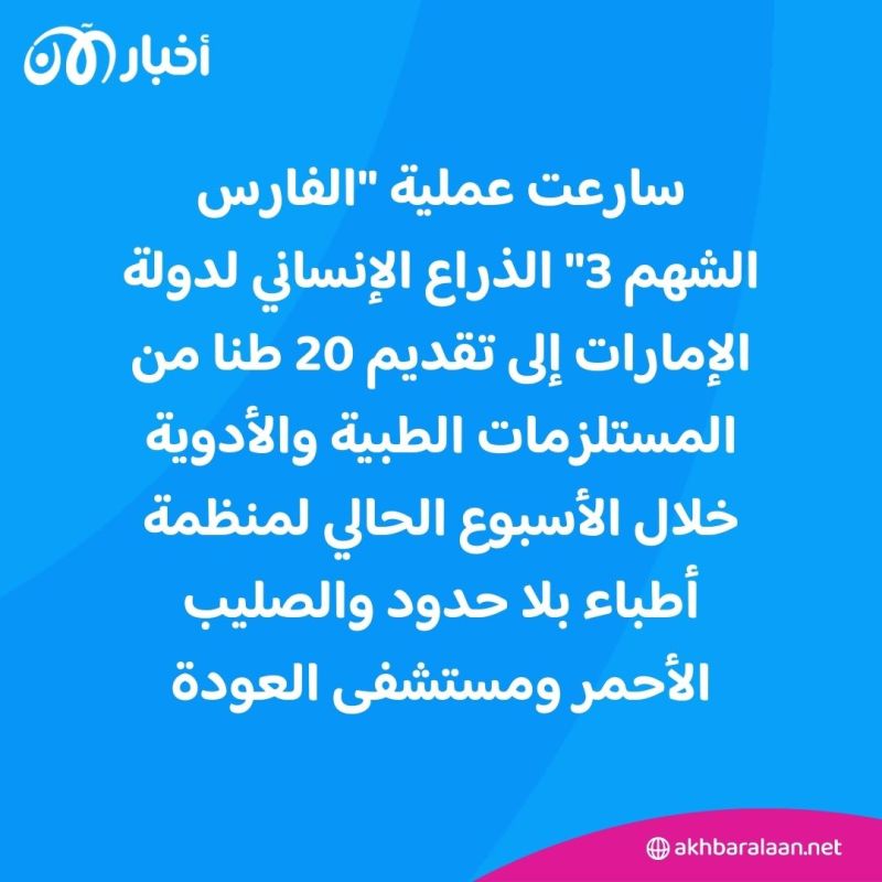 بـ 20 طنًا من المساعدات الطبية.. "الفارس الشهم 3" تدعم مستشفيات غزة 1 بـ 20 طنًا من المساعدات الطبية.. "الفارس الشهم 3" تدعم مستشفيات غزة