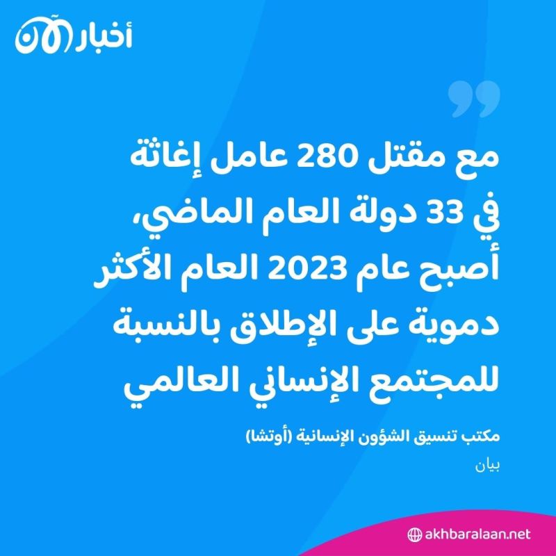 الأمم المتحدة تندد بمستويات "غير مقبولة" من العنف بحق العاملين الإنسانيين
