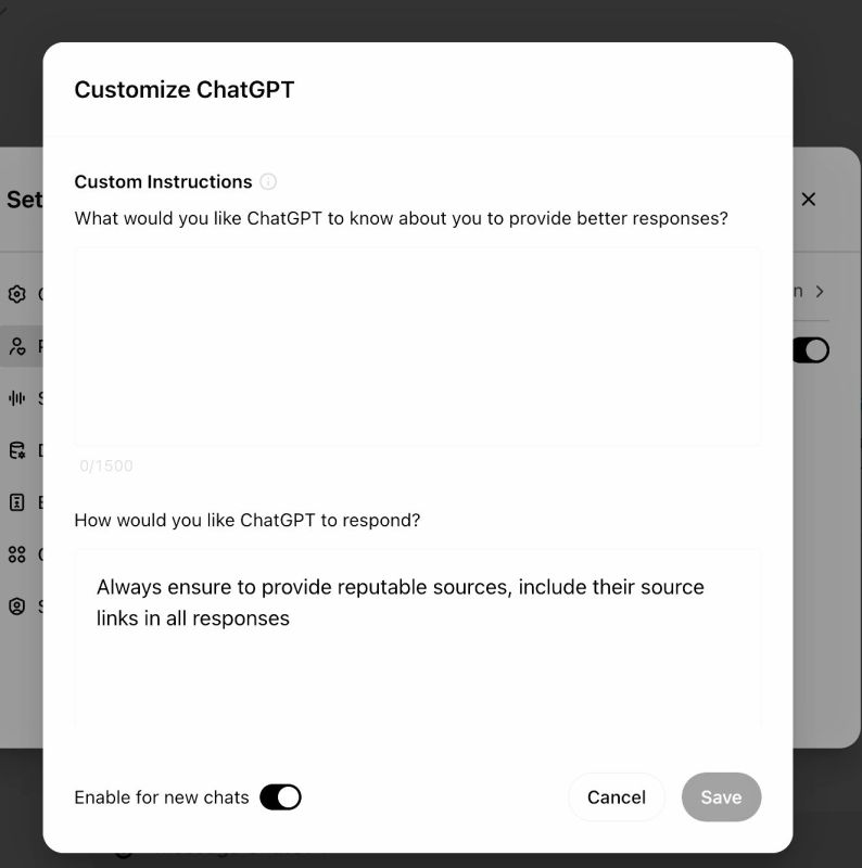 كيف تحصل على معلومات دقيقة من ChatGPT باستخدام الإعدادات المخصصة