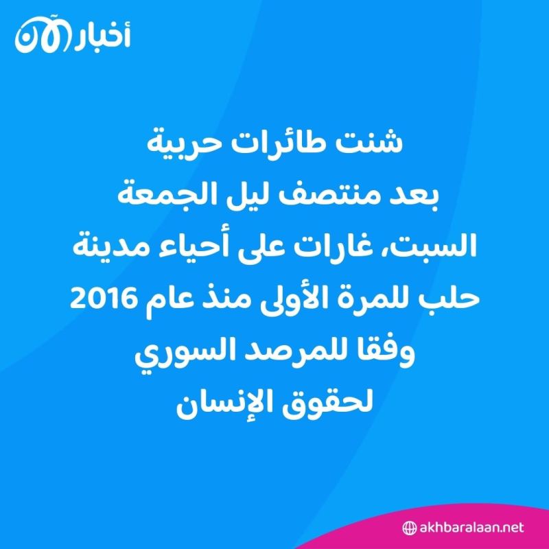 للمرة الأولى منذ 2016.. غارات جوية على حلب وغالبية المدينة بقبضة فصائل المعارضة